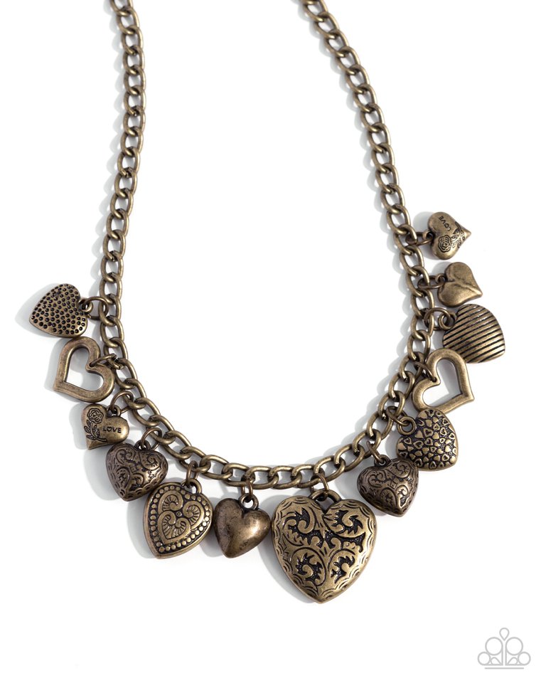 Heart Hangout - Brass - Paparazzi Necklace Image