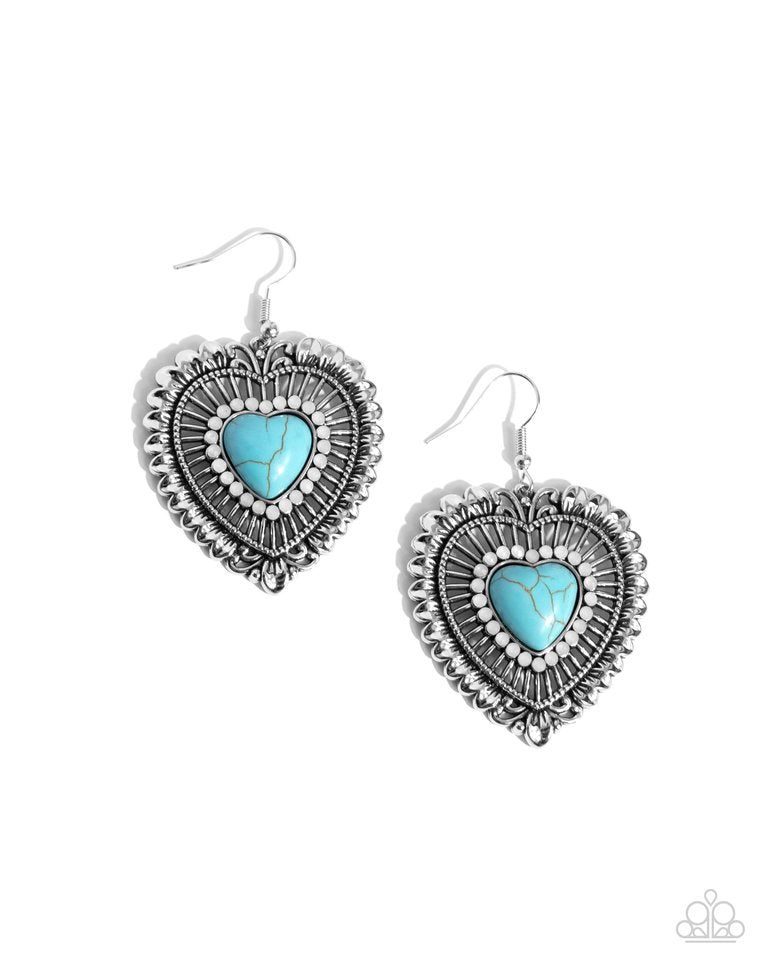 Antiqued Advocate - Blue - Paparazzi Earring Image