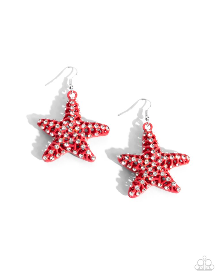 Skilled Starfish - Orange - Paparazzi Earring Image