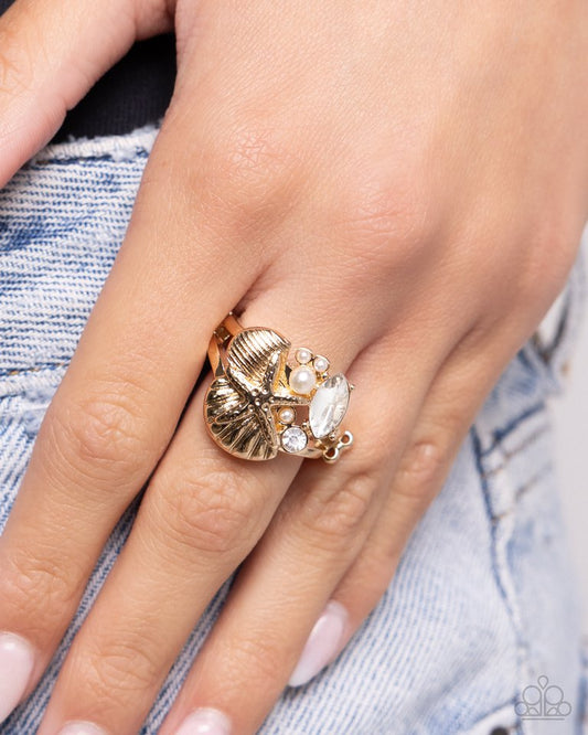 Beachy Bevvy - Gold - Paparazzi Ring Image