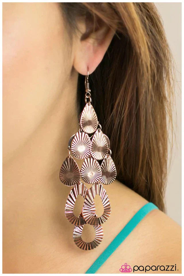 Paparazzi Earring ~ Climbing The Social Ladder - Copper