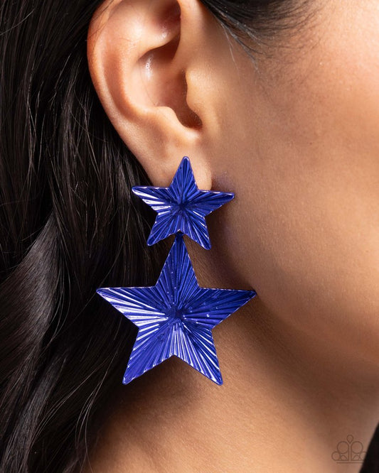 Patriotic Promise - Blue - Paparazzi Earring Image