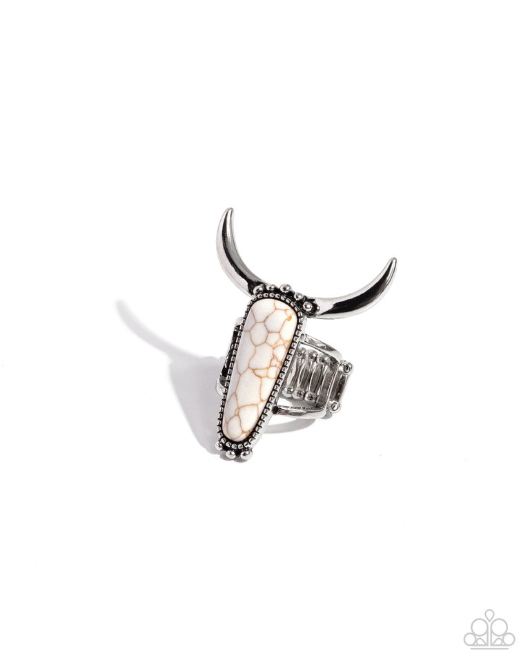 Longhorn Luxe - White - Paparazzi Ring Image