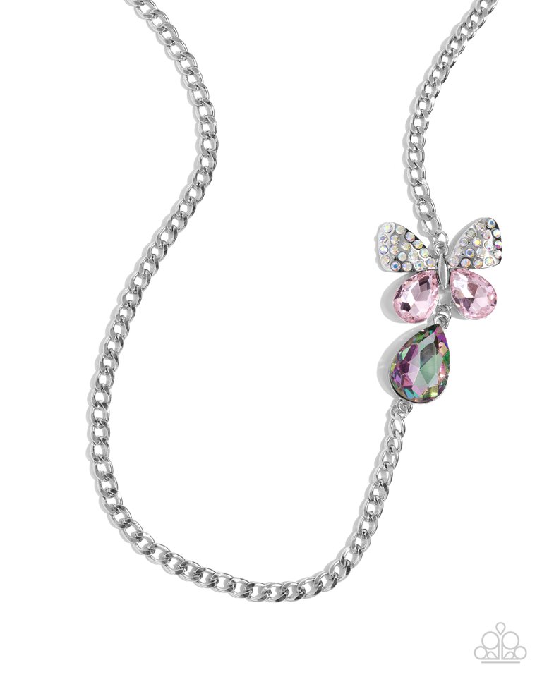 Fluttering Finesse - Pink - Paparazzi Necklace Image