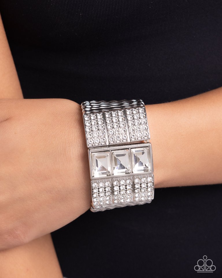 Dramatic Diva - White - Paparazzi Bracelet Image