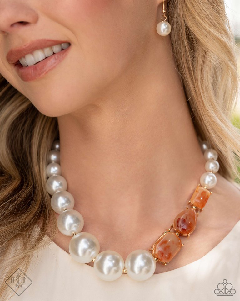 Marbled Moment - Orange - Paparazzi Necklace Image