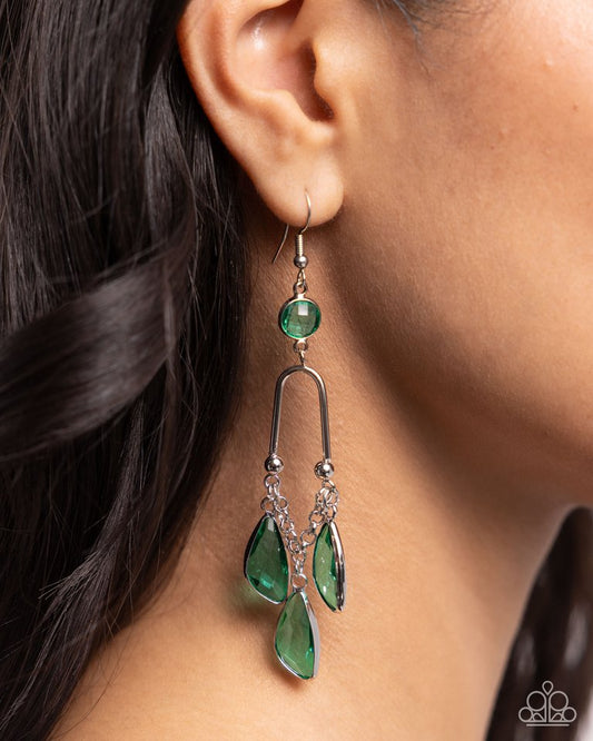 Winged Wardrobe - Green - Paparazzi Earring Image