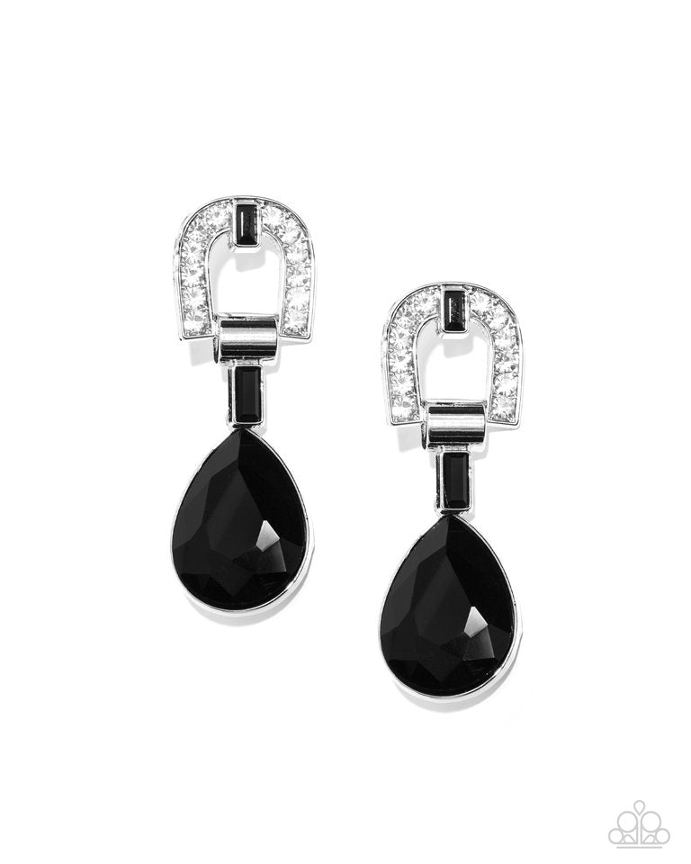 In ARCHING Order - Black - Paparazzi Earring Image