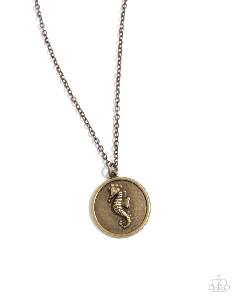 Seahorse Solo - Brass - Paparazzi Necklace Image