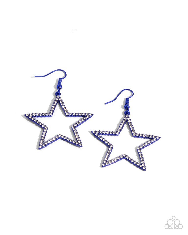 Streamlined Stars - Blue - Paparazzi Earring Image