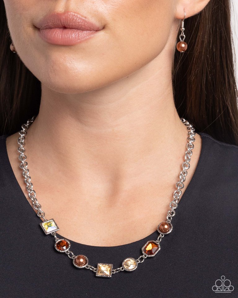 Bejeweled Bravado - Brown - Paparazzi Necklace Image