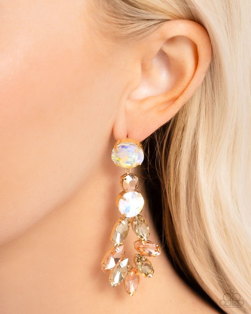 Cascading Cache - Gold - Paparazzi Earring Image