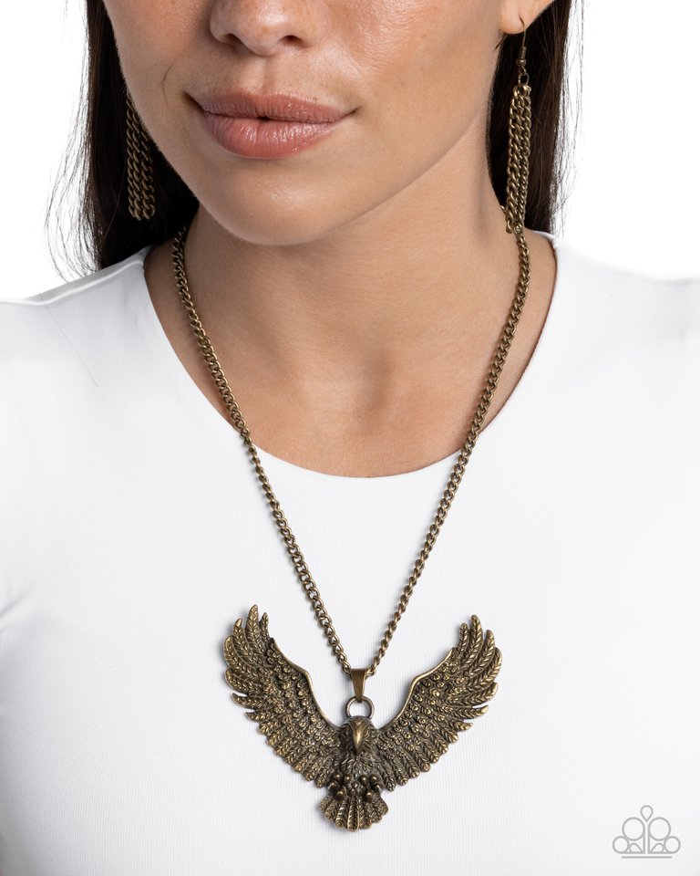 Edgy Eagle - Brass - Paparazzi Necklace Image