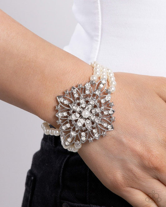 Flattering Florals - White - Paparazzi Bracelet Image