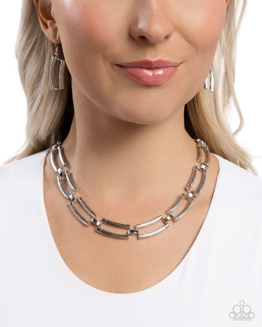 Technical Texture - Silver - Paparazzi Necklace Image