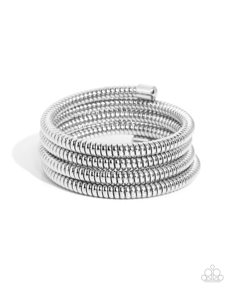 Casual Coils - Silver - Paparazzi Bracelet Image