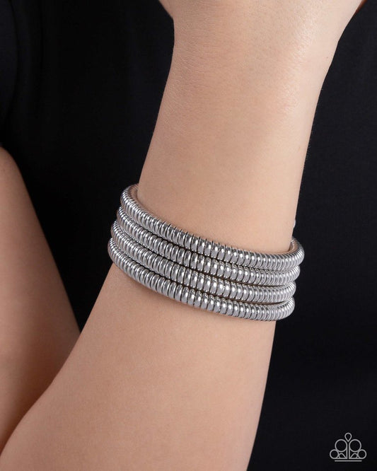 Casual Coils - Silver - Paparazzi Bracelet Image