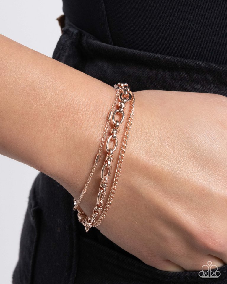 Chained Celebration - Rose Gold - Paparazzi Bracelet Image