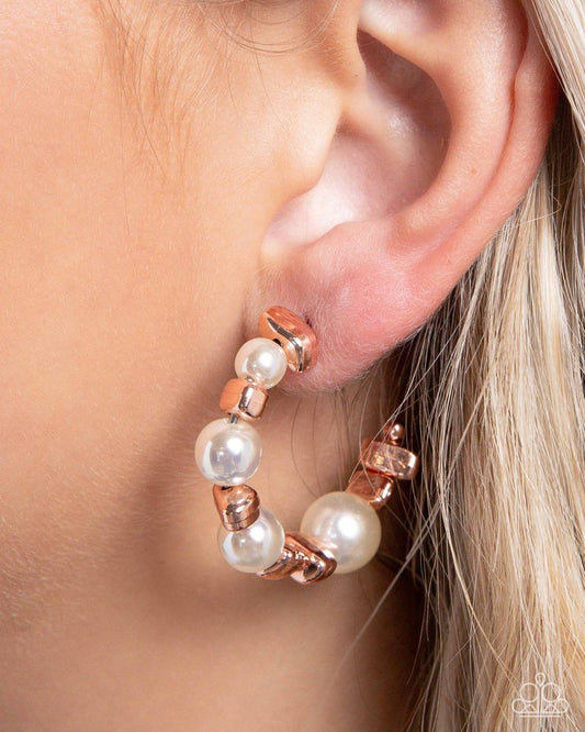 Playful Pearls - Copper - Paparazzi Earring Image