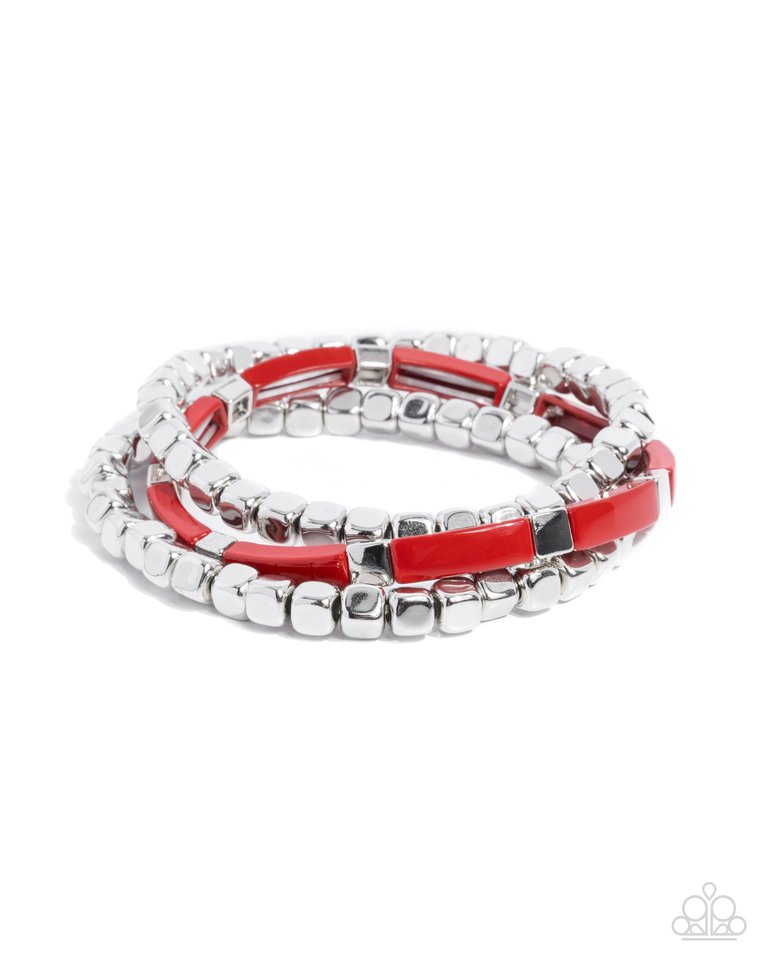 Colorful Cadenza - Red - Paparazzi Bracelet Image