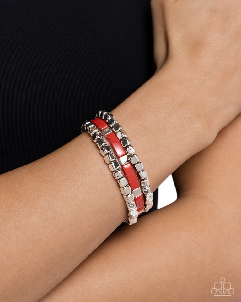 Colorful Cadenza - Red - Paparazzi Bracelet Image