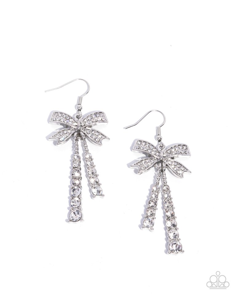 Date Night Decadence - White - Paparazzi Earring Image