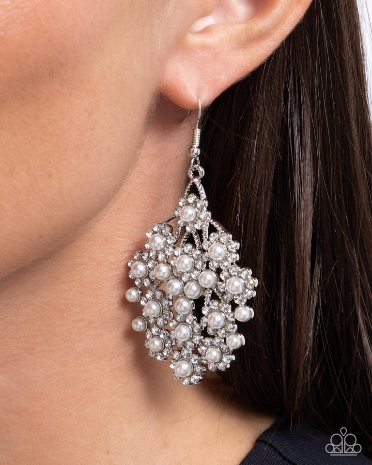 Nautical Netting - White - Paparazzi Earring Image