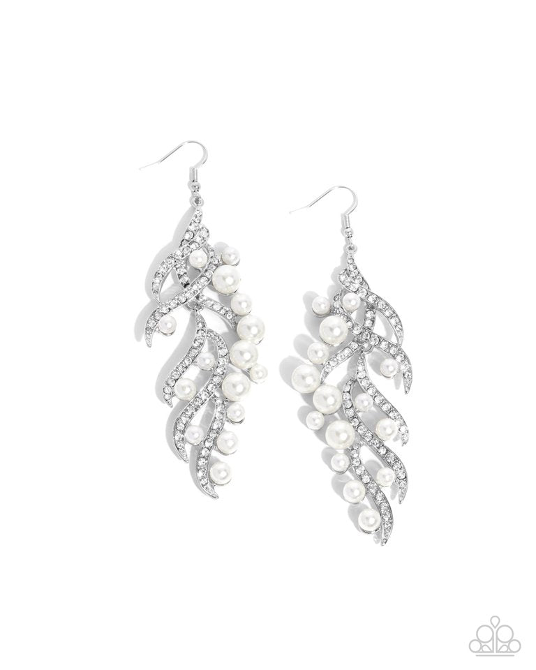 Flourishing Fancy - White - Paparazzi Earring Image