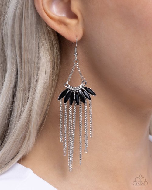 Fringe Feature - Black - Paparazzi Earring Image