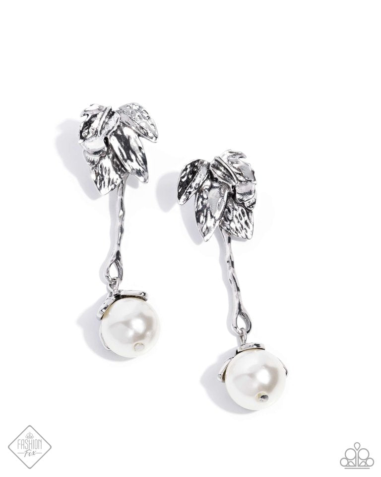 Nod to the Classics - White - Paparazzi Earring Image