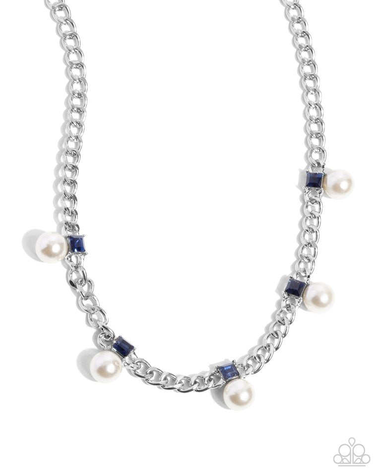 Pearl Pedestal - Blue - Paparazzi Necklace Image