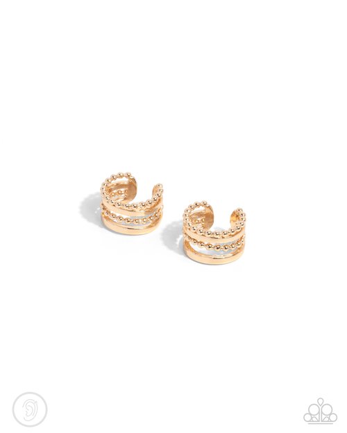 Stacked Spectacle - Gold - Paparazzi Earring Image