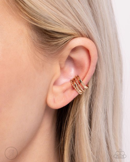 Stacked Spectacle - Gold - Paparazzi Earring Image