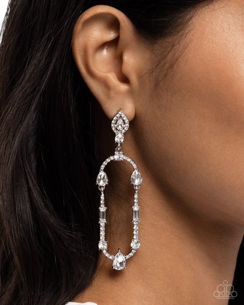 Hard to Forget - White - Paparazzi Earring Image