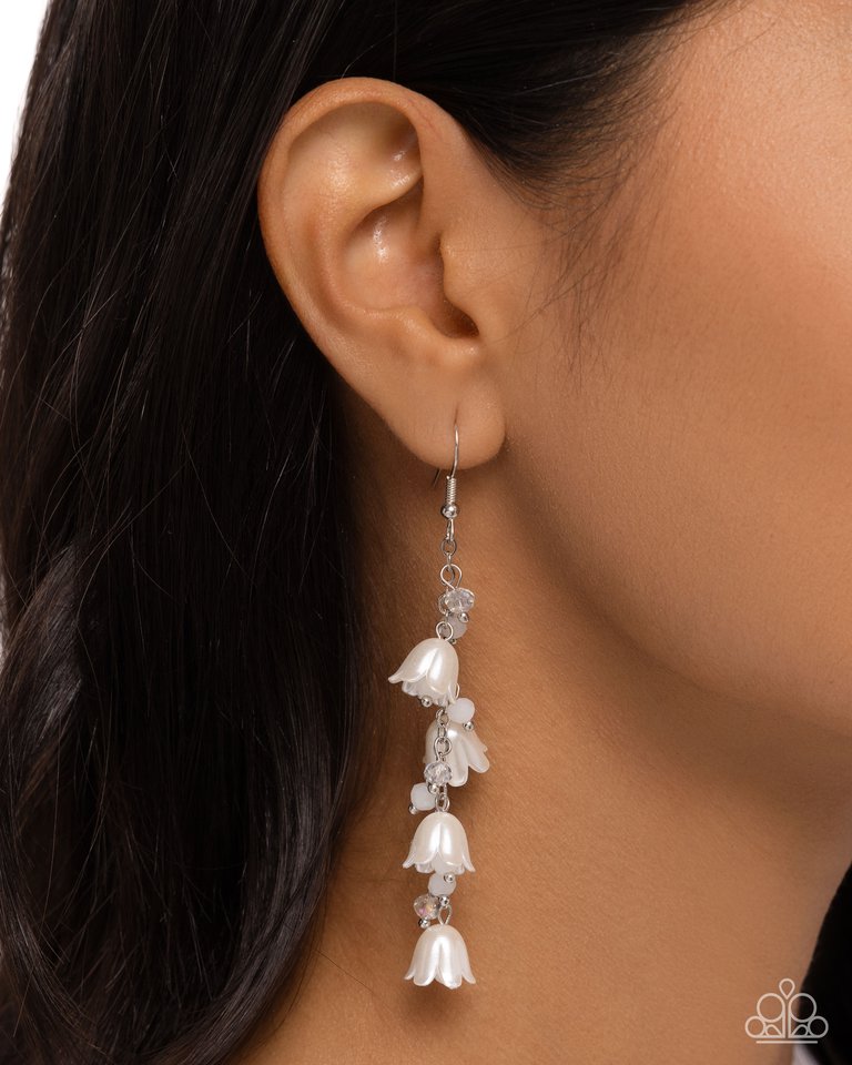 Snow Drops - White - Paparazzi Earring Image