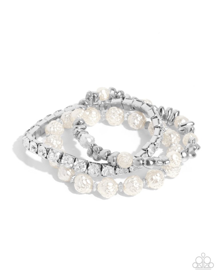 Fair Florals - White - Paparazzi Bracelet Image