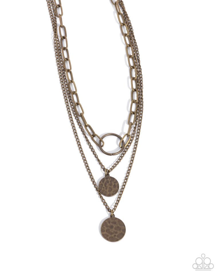 Hammered Halo - Brass - Paparazzi Necklace Image