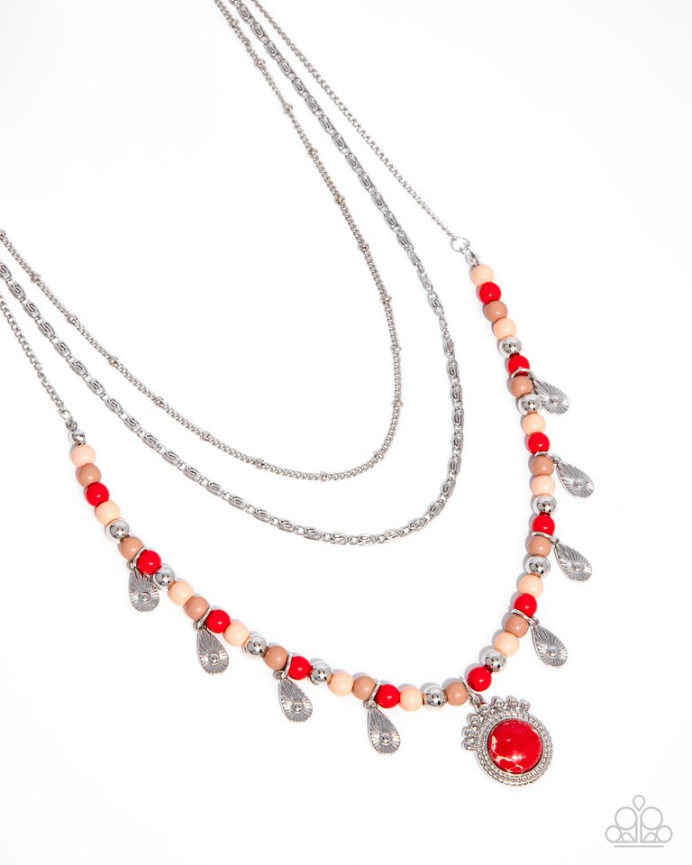 Touching Teardrops - Red - Paparazzi Necklace Image