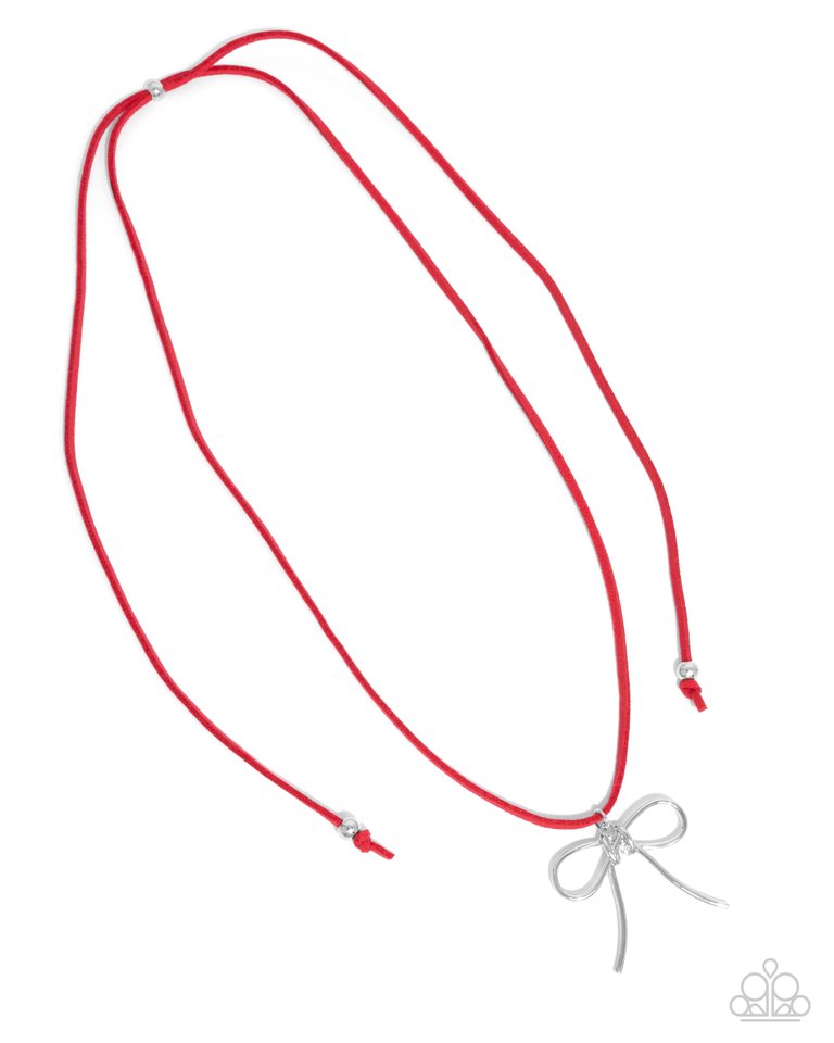 Bolo Bow - Red - Paparazzi Necklace Image