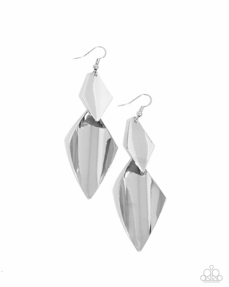 Skillfully Sheared - Silver - Paparazzi Earring Image