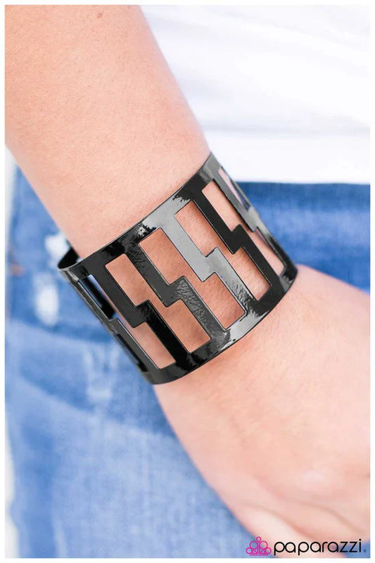 Paparazzi Bracelet ~ The Tetris Effect - Black