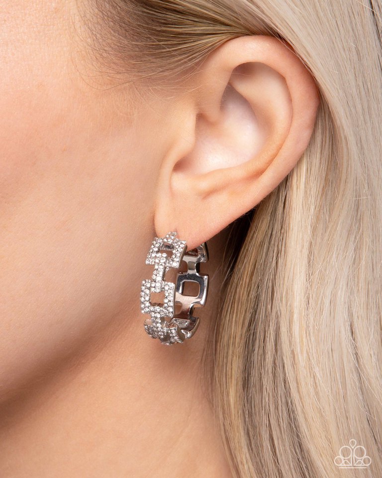 Geometric Glimpse - White - Paparazzi Earring Image