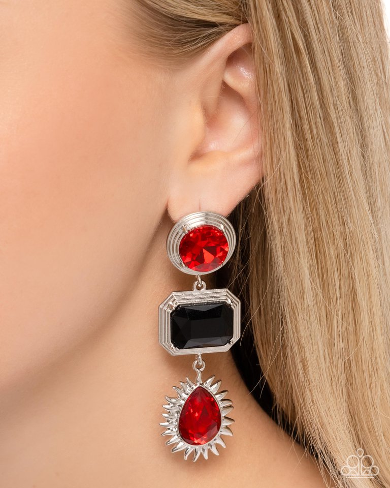 Entertaining the Thought - Red - Paparazzi Earring Image