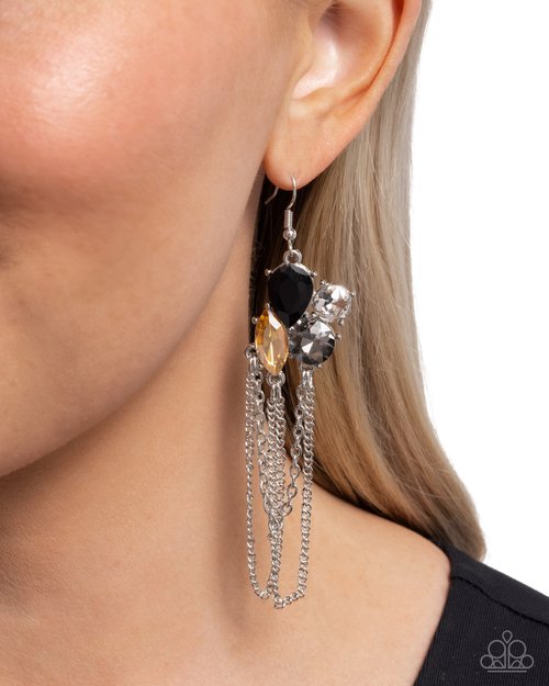 Decadent Distance - Black - Paparazzi Earring Image