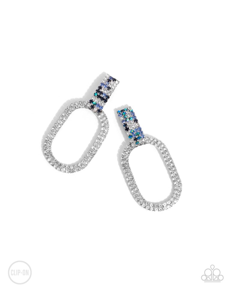 Guarded Glitz - Blue - Paparazzi Earring Image