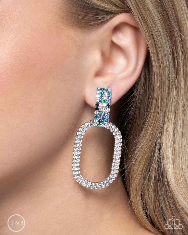 Guarded Glitz - Blue - Paparazzi Earring Image