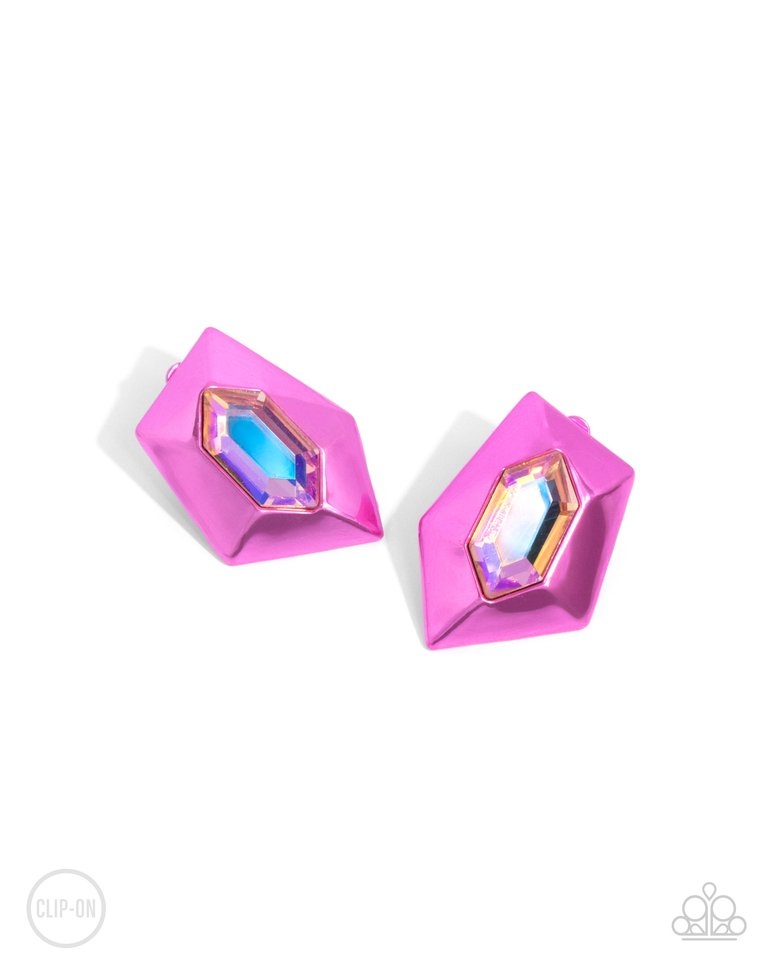 Dauntless Detail - Pink - Paparazzi Earring Image