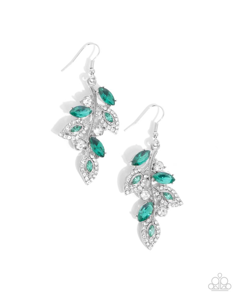 Flourishing Feature - Green - Paparazzi Earring Image