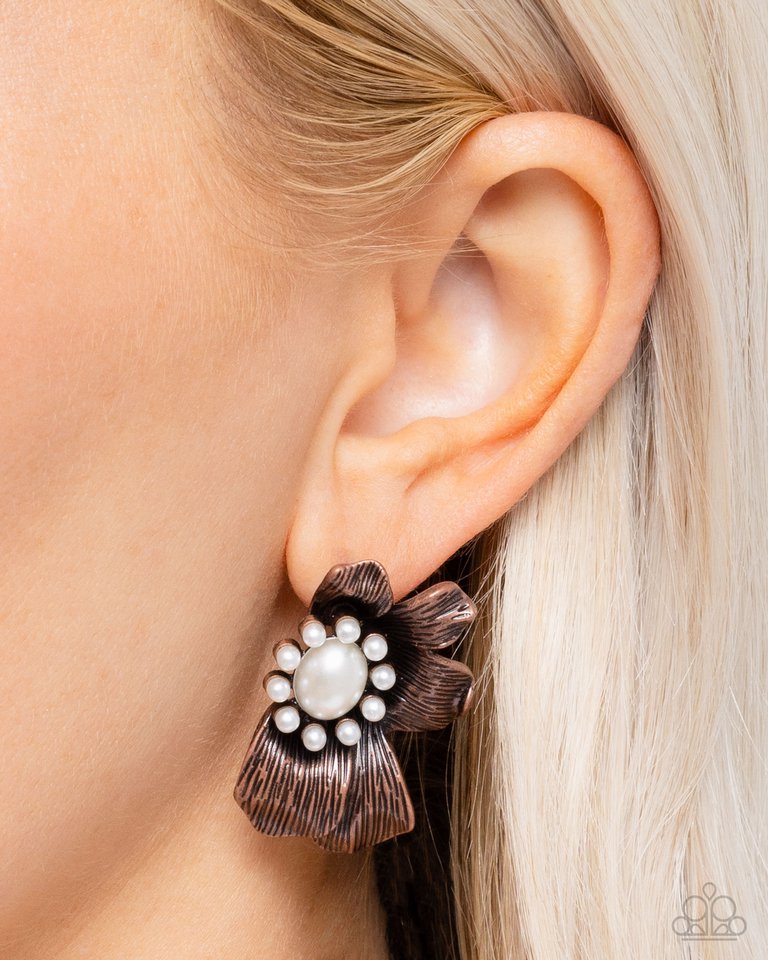 Sonata Shimmer - Copper - Paparazzi Earring Image