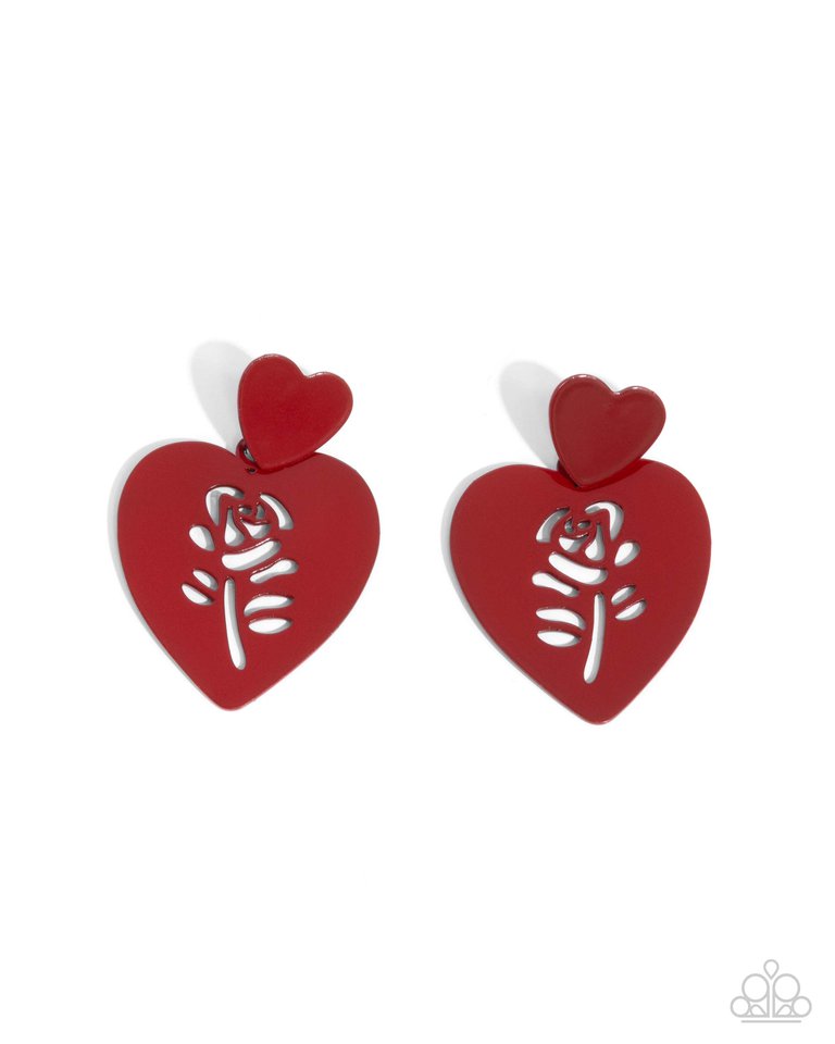 Showstopping Silhouette - Red - Paparazzi Earring Image